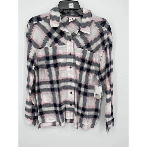 BP High-Low Plaid Button-Up Shirt Size XSmall - Picture 2 of 6